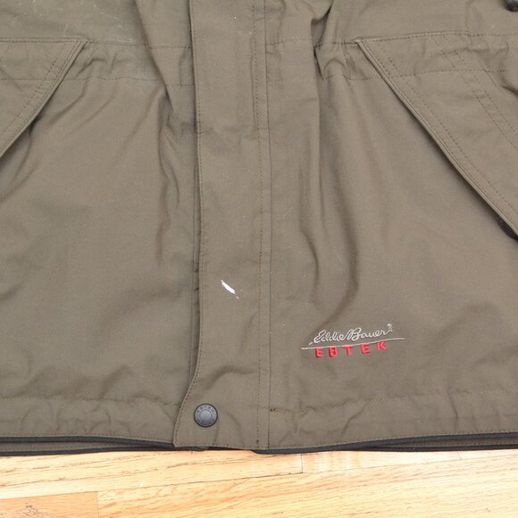 Eddie Bauer EBTEK Gore-Tex Dark Olive Green Waterproof Jacket Mens Size L - Picture 9 of 10